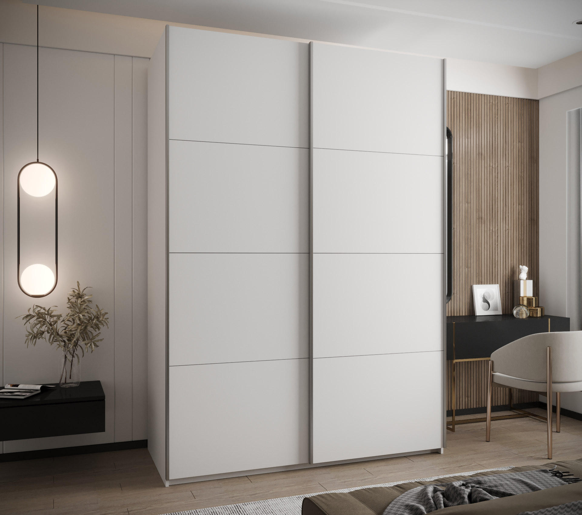 SCHWEBETÜRENSCHRANK 245,5/180/64 2-türig - Silberfarben/Weiß, Holz/Metall (180/245/64cm) - Abiks Möbel