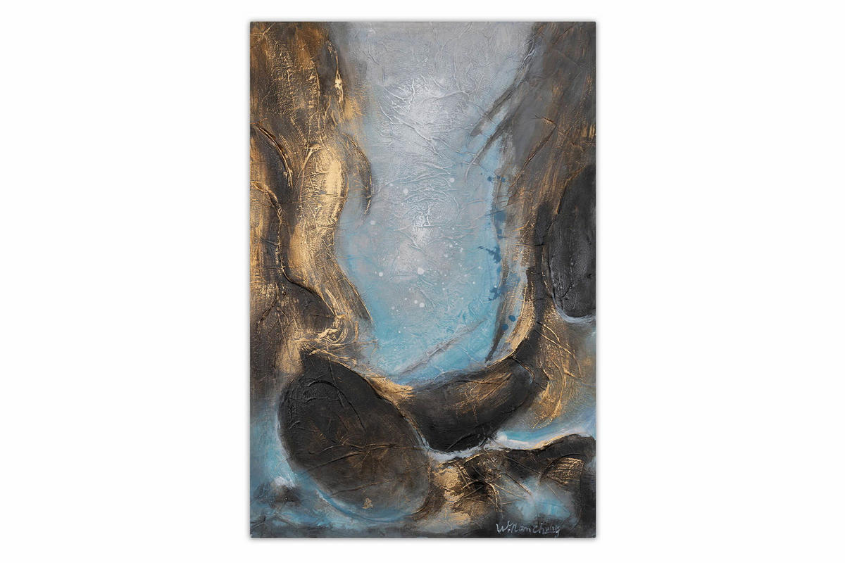 ACRYLBILD HANDGEMALT 60/90 cm - Blau, Holz/Textil (1.8/90cm) - KUNSTLOFT