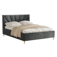 POLSTERBETT AINA 160x200 cm Jasmine 96, 34 Holzlatten, Kopfteil 104 cm - Grau, Textil (160/200cm) - Lookway