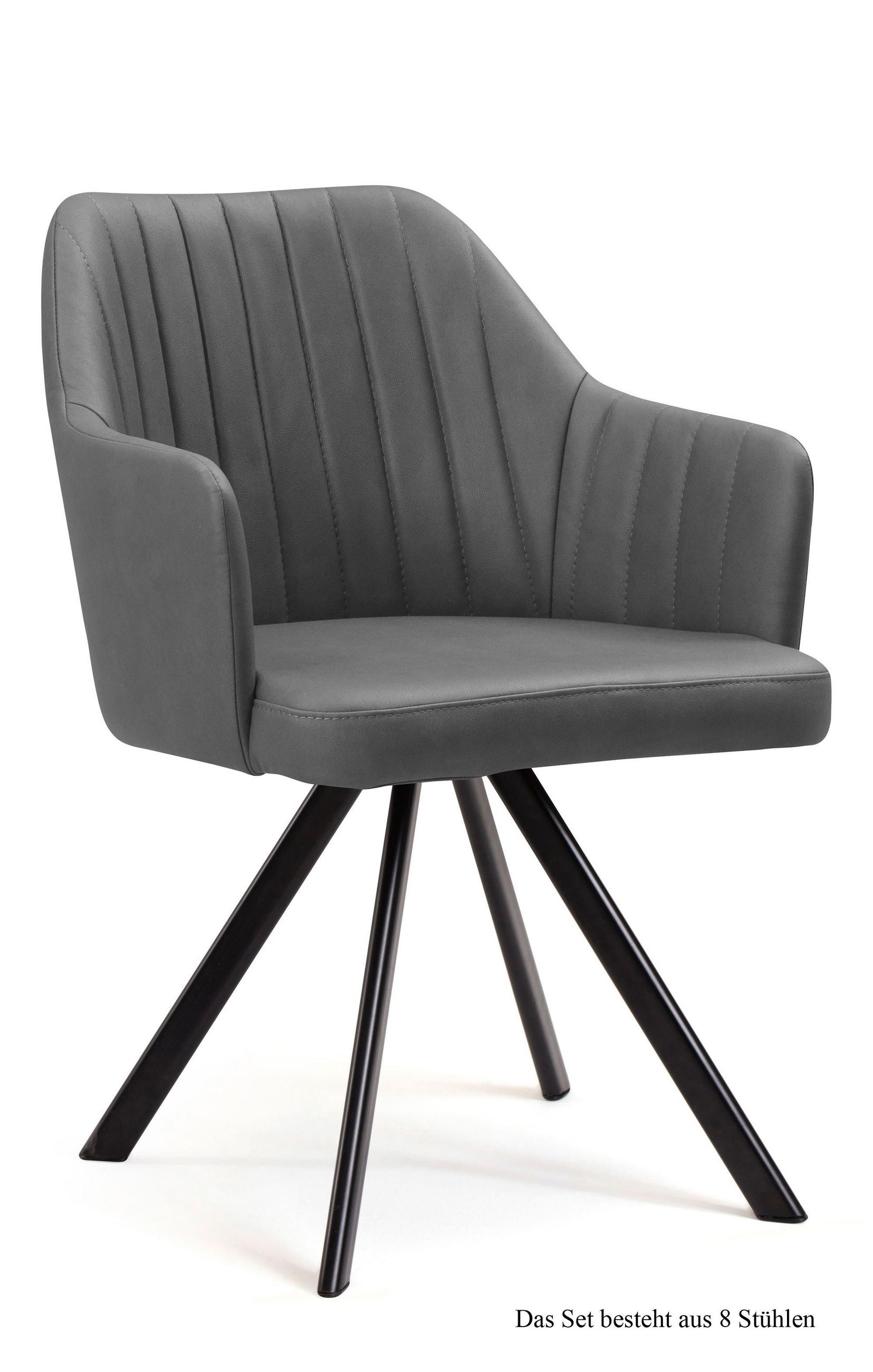 ARMLEHNSTUHL drehbar (8er-Set) Dhana 58x81x60 Schwarz/Grau - Schwarz/Grau, Kunststoff (60/81/58cm) - 58aufmkessel