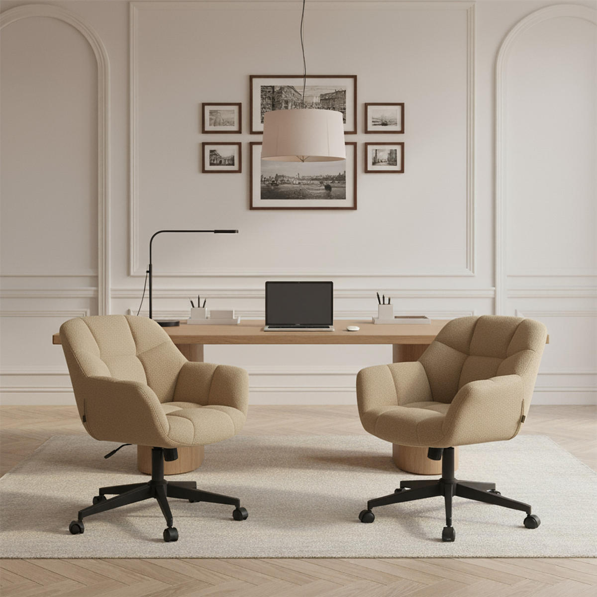 BÜROSTUHL Mika-Nuri - Beige/Schwarz, Textil/Metall (65/78/66cm) - DUBI Möbel