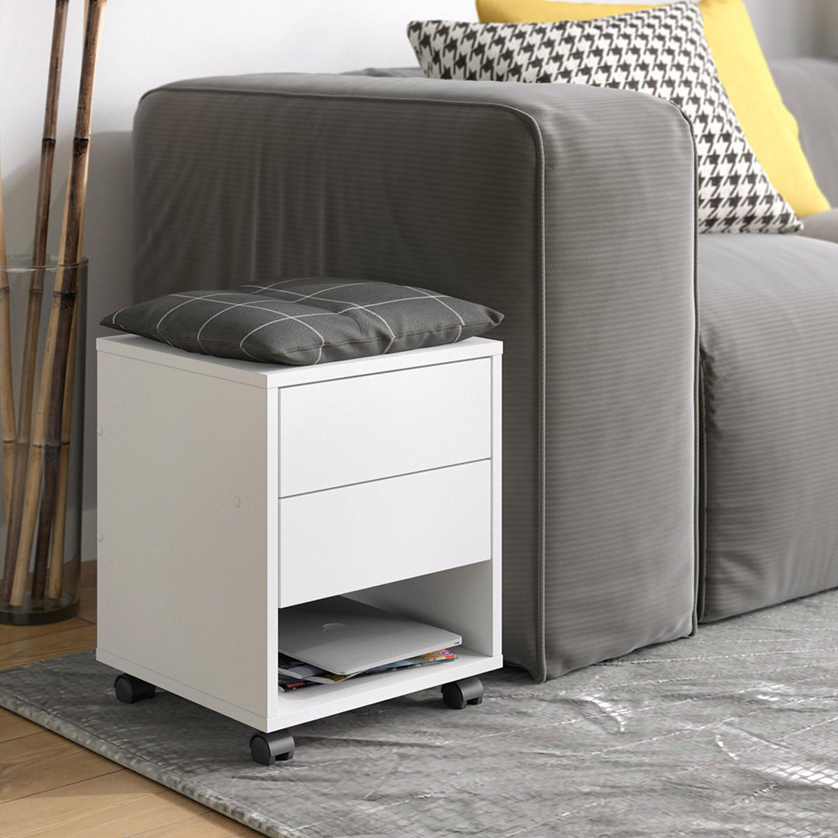 ROLLCONTAINER Jons Weiß 37 x 37 cm mit 2 Schubladen - Weiß, Holzwerkstoff (37/47/37cm) - Vicco