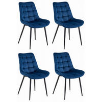 ESSZIMMERSTUHL 4-er Set BERA marineblauer Sitz, schwarze Beine - Schwarz/Dunkelblau, Textil (54/88/60cm) - Valora
