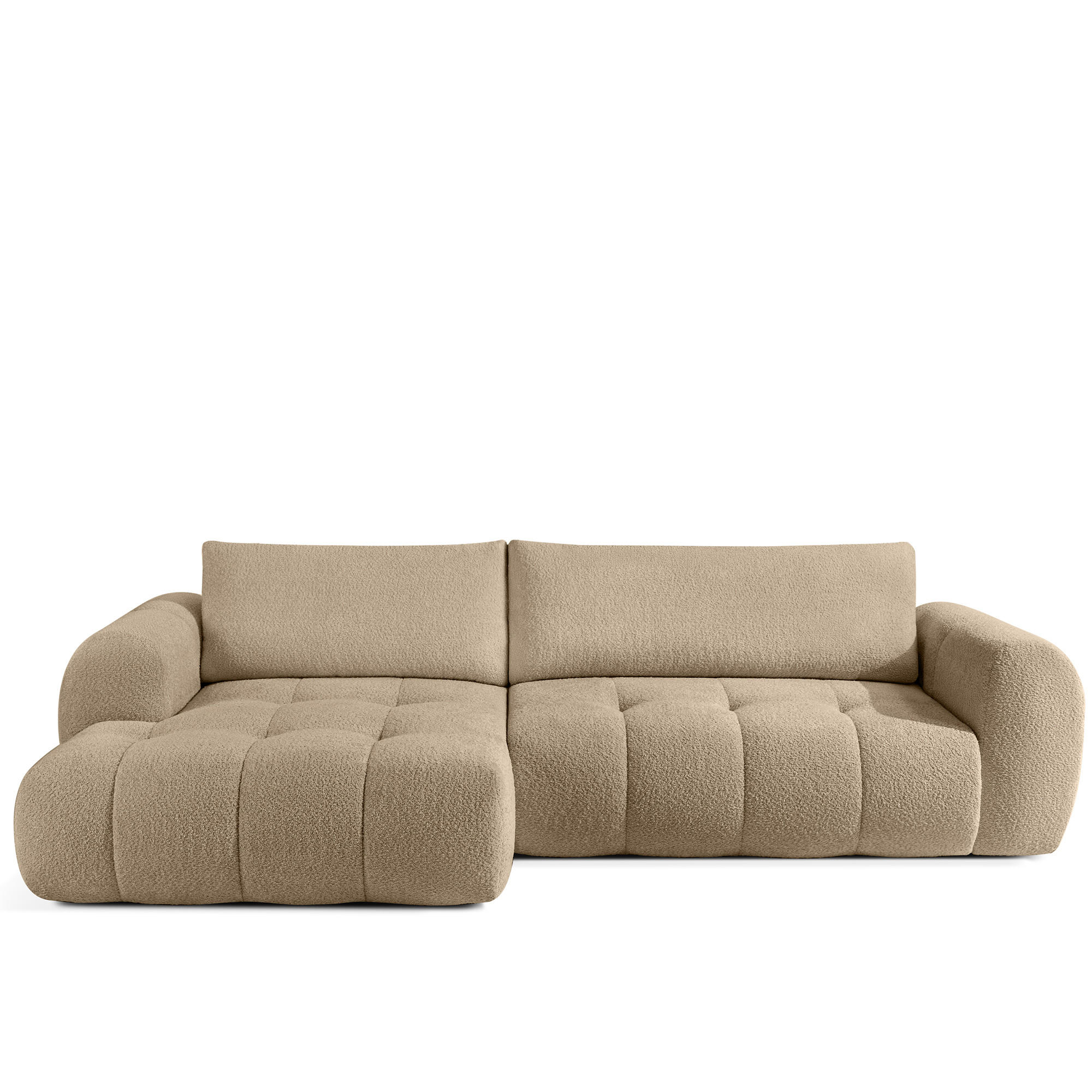 ECKSOFA LINKS LIRA, Beige, Bouclé - Beige, Holz/Holzwerkstoff (295/112cm) - KONSIMO®