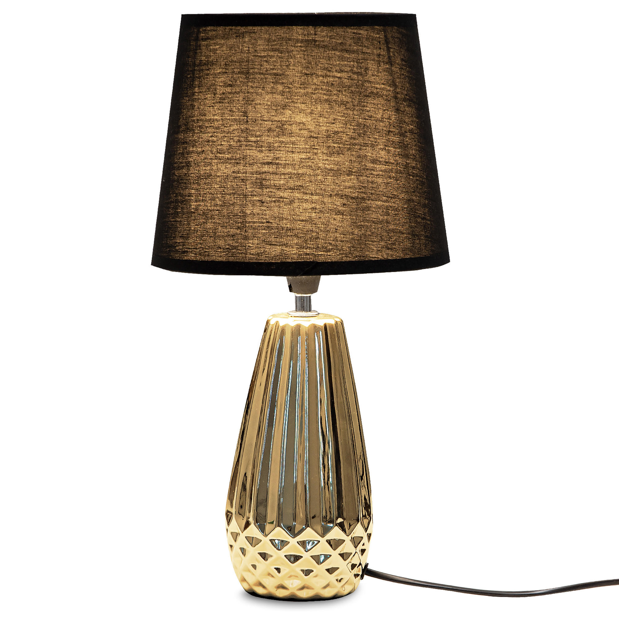 TISCHLAMPE ERANA, Gold, Schwarz - Goldfarben/Schwarz, Keramik/Textil (21.5/22/40cm) - KONSIMO®