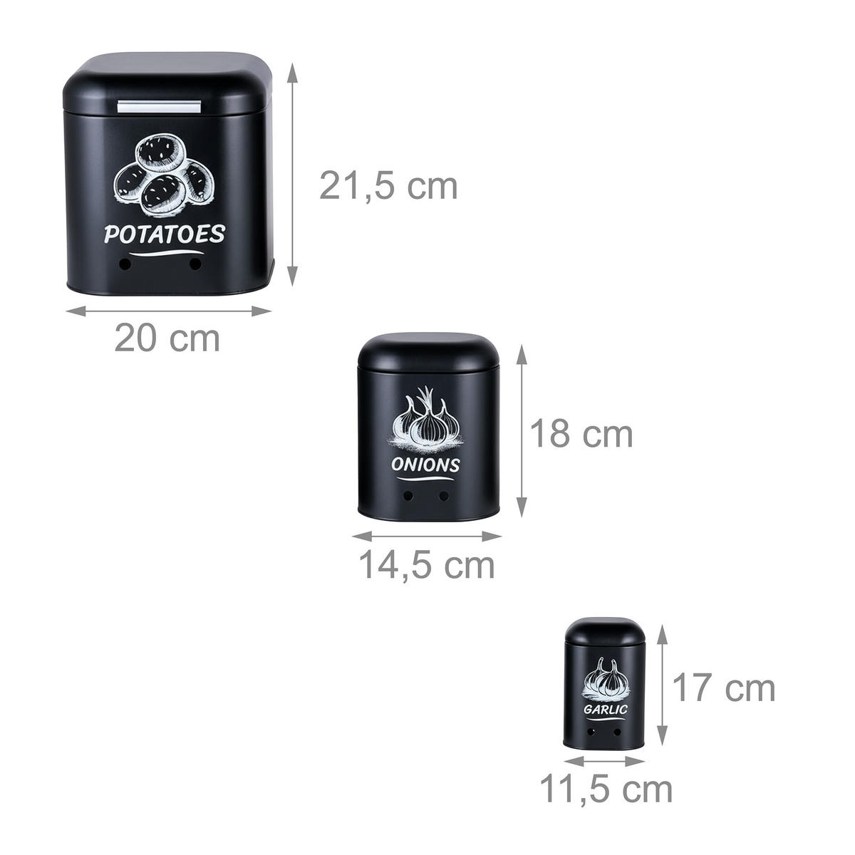 3XDÓZA na brambory - černá, kov - Relaxdays