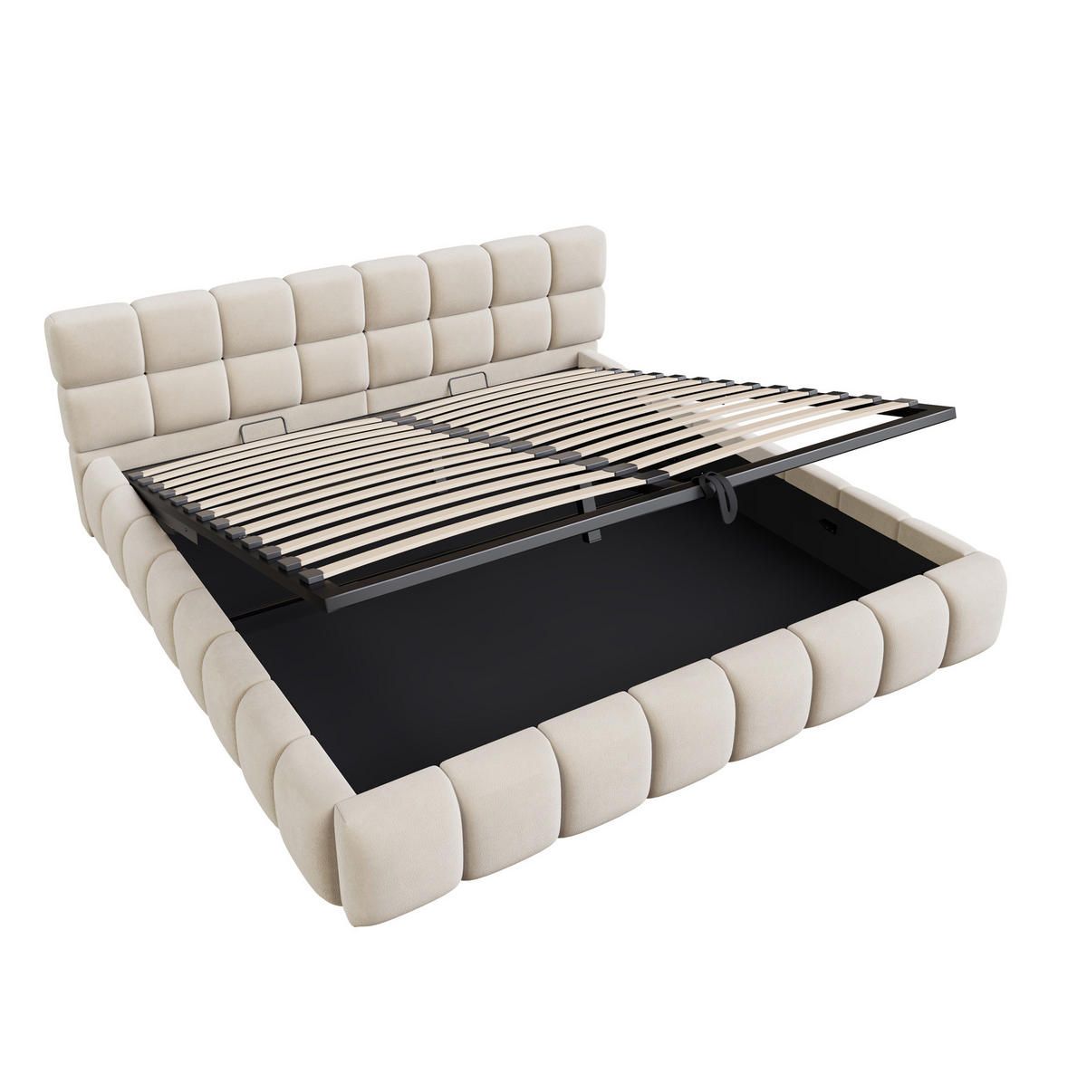 POLSTERBETT mit Stauraum und LED 180x200 cm Samt Beige - Beige, Metall (180/200cm) - Meubliv