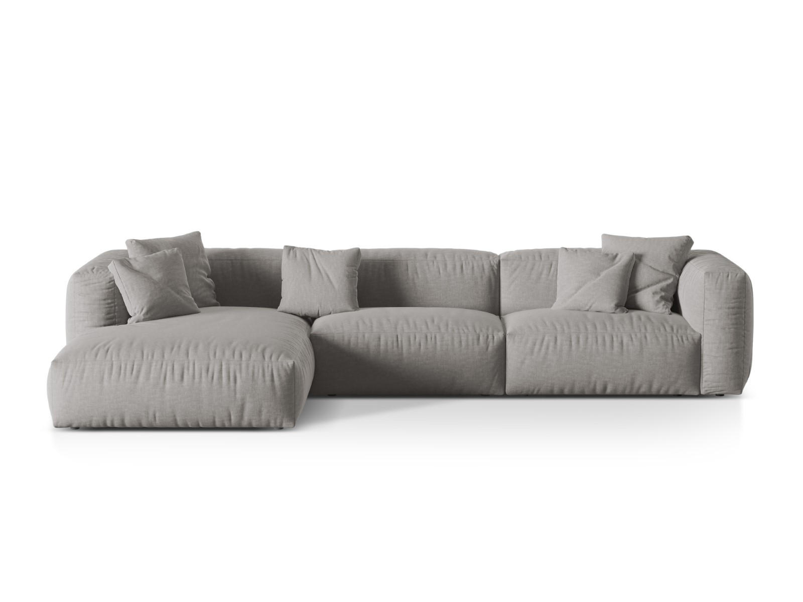 ECKSOFA modular links Martina aus strukturiertem Stoff hellgrau 3 Sitzplätze - Hellgrau, Textil (176/332cm) - Micadoni