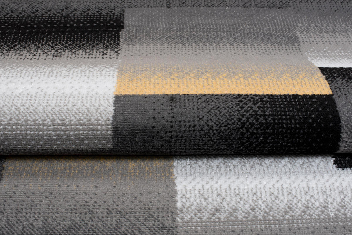 TEPPICH MAYA Gelb Vierecke Streifen Verwischt 160/230 cm - Gelb, Textil (160/230cm) - Tapiso