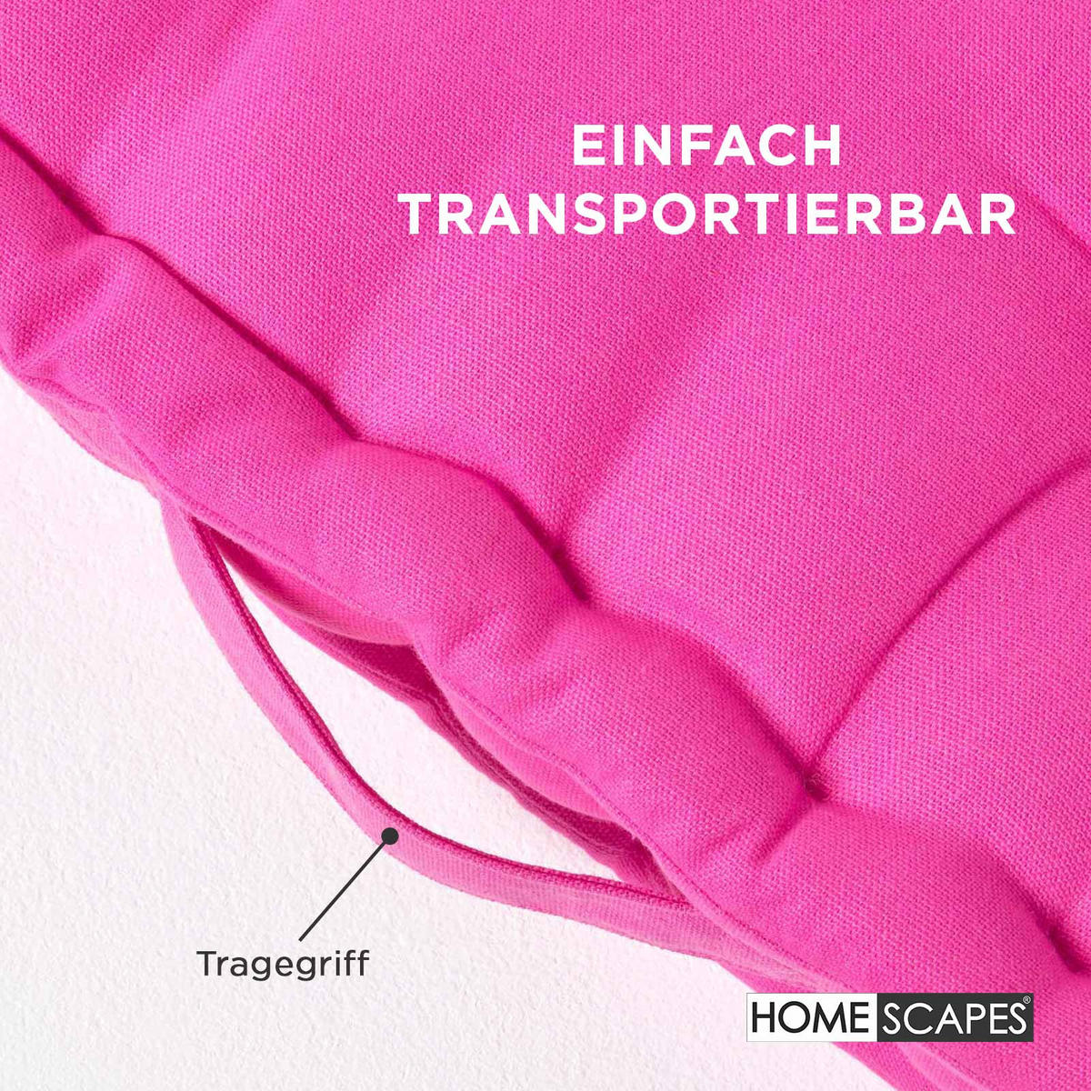SITZKISSEN pink 50/50/10 cm – Bodenkissen unifarben - Rosa, Textil (50/50/10cm) - Homescapes