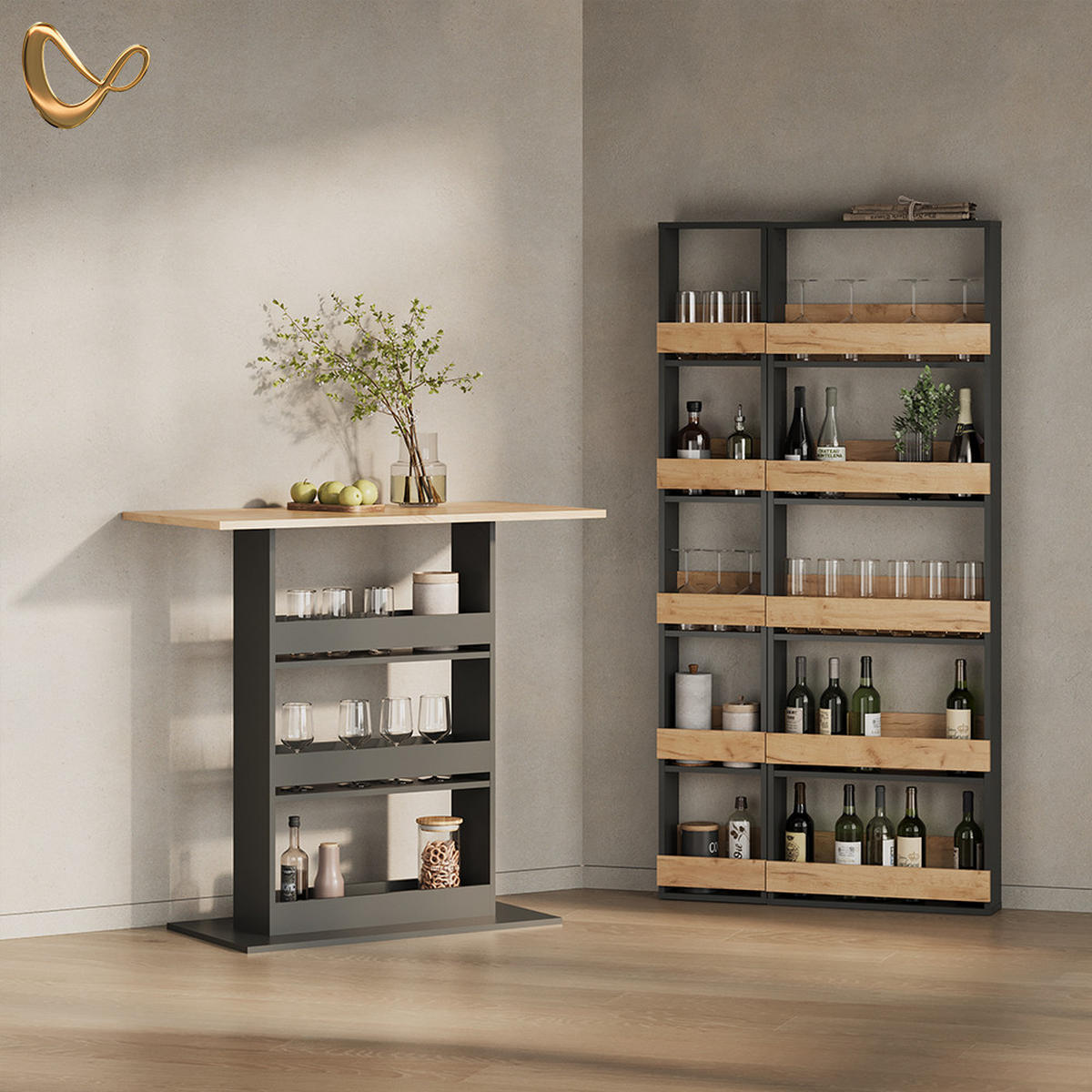 BARTISCH Regusa Goldkraft Eiche/Anthrazit 110 x 55 cm - Honigeiche/Anthrazit, Holzwerkstoff (55/110/106cm) - Livinity®