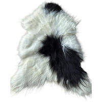 SCHAFFELL Ganzes Island Lammfell Langhaarig Naturfarben Weiß/Schwarz, ca. 120 cm - Weiß, Fell (65/120cm) - Provellus
