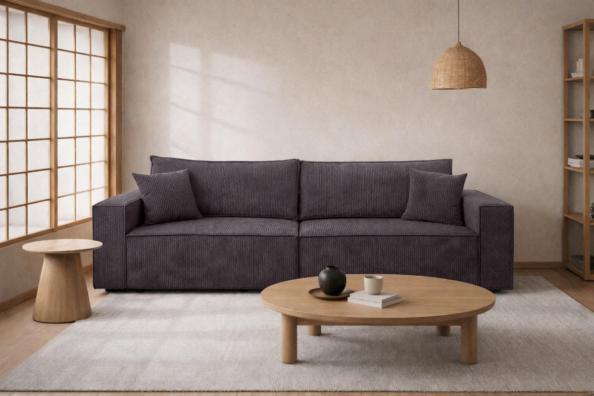 SOFA Mit Schlaffunktion Und Bettkasten, Cordstoff Poso, Dunkelgrau, BEST SCORNER - Dunkelgrau, Holz (245/83/90cm) - Kaiser Möbel