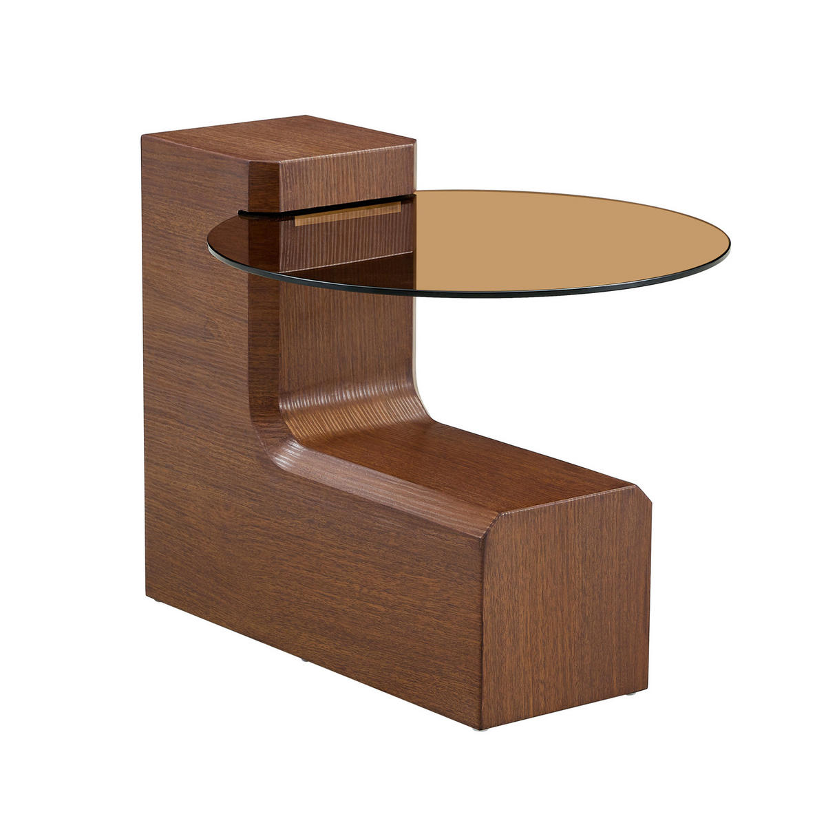 KLUBSKA miza, set 2 kosov, 61/30 cm, MDF v videzu oreha in rjavo steklo - barva oreha, leseni material (61/61/30cm) - BEAOK