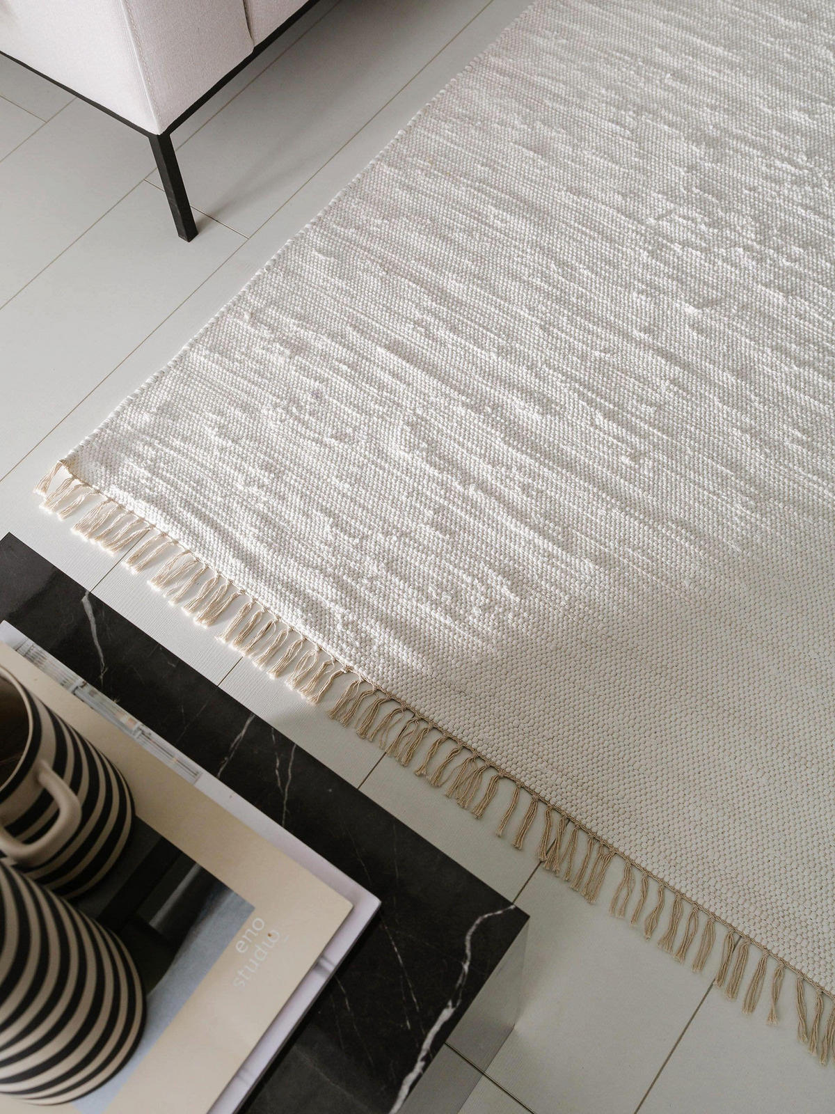 TEPPICH aus recyceltem Material Tom Weiß 80x150 cm - Weiß, Textil (80/150cm) - benuta Pop