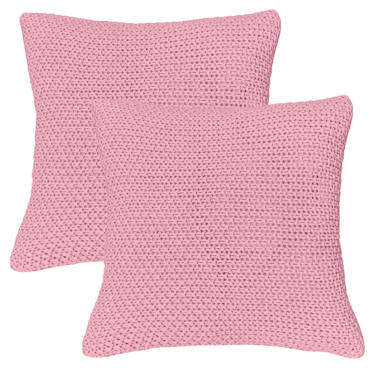 KISSENHÜLLE 2er Set Strick rosa 45/45 cm mit Reißverschluss - Pink, Textil (45/45cm) - wometo