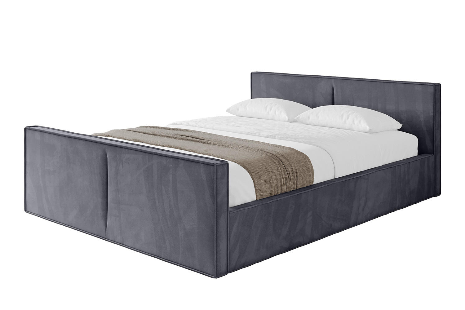 POLSTERBETT mit Bettkasten, Fußteil und Lattenrost, Boxbett mit Matratze H3/H4 - EMMI-Z-V1 180x200 Dunkelgrau - Dunkelgrau, Holzwerkstoff/Textil (180/200cm) - ALTDECOR