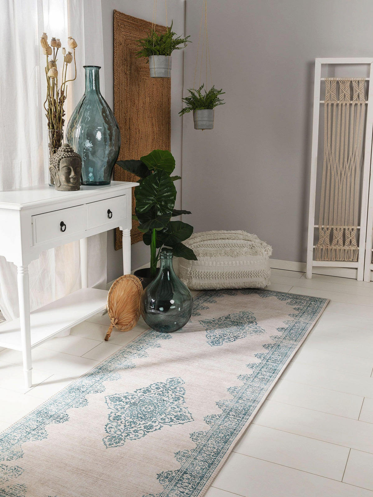 LÄUFER Laury Türkis 80x240 cm - Türkis, Textil (80/240cm) - benuta Pop