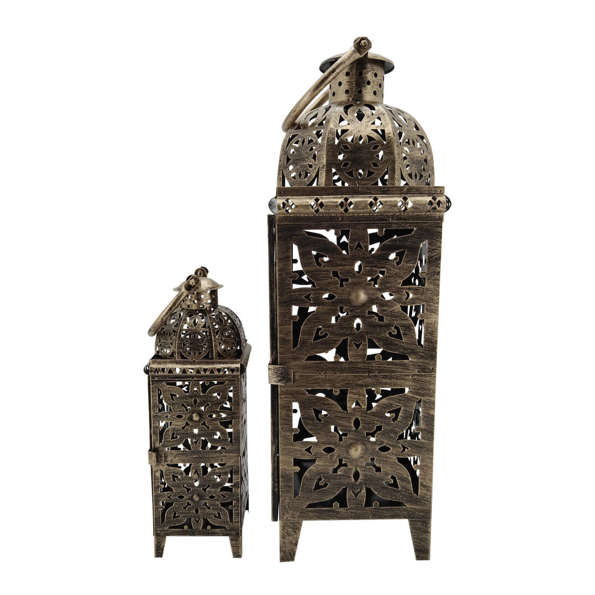 DEKORATIVES LATERNEN SET, 2 pieces Goldfarben 18/18/56 cm - Goldfarben, Metall (18/56/18cm) - Mobili Rebecca