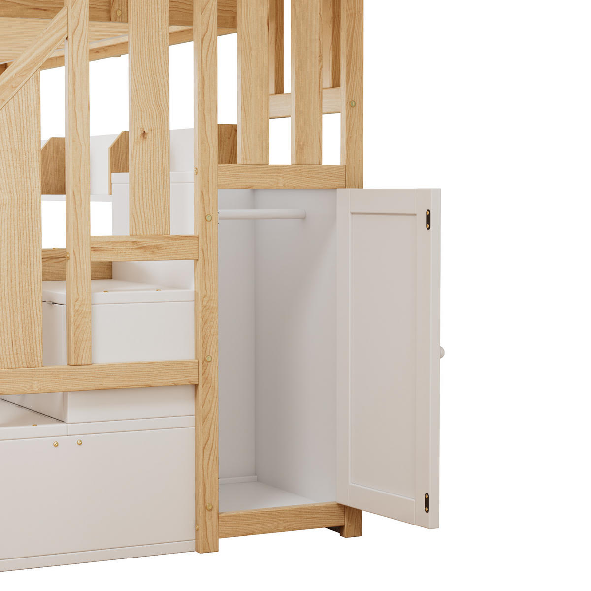 ETAGENBETT 90/200&120/200 cm aus Kiefer+MDF mit Rollbett, Weiß - Naturfarben, Holz (90/200cm) - OKMYHOME