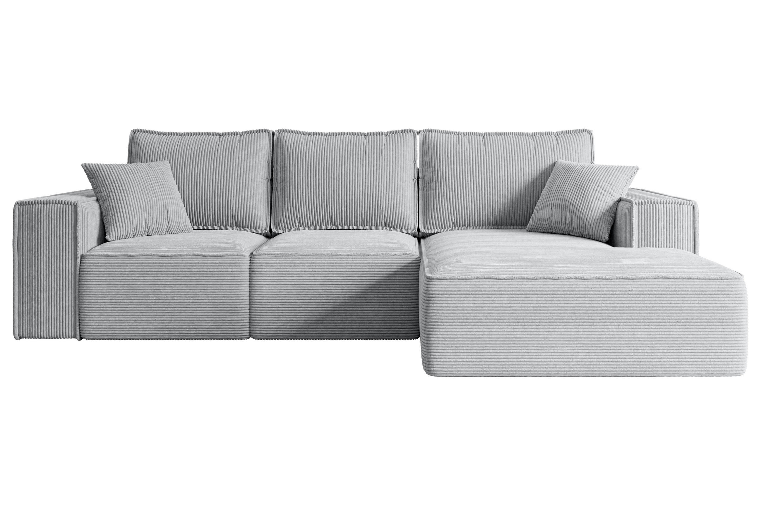 ECKSOFA mit Schlaffunktion und Bettkasten SERRA-L-S - 266x161x87 cm Grau Cord - Schwarz/Grau, Holzwerkstoff/Kunststoff (266/161cm) - ALTDECOR