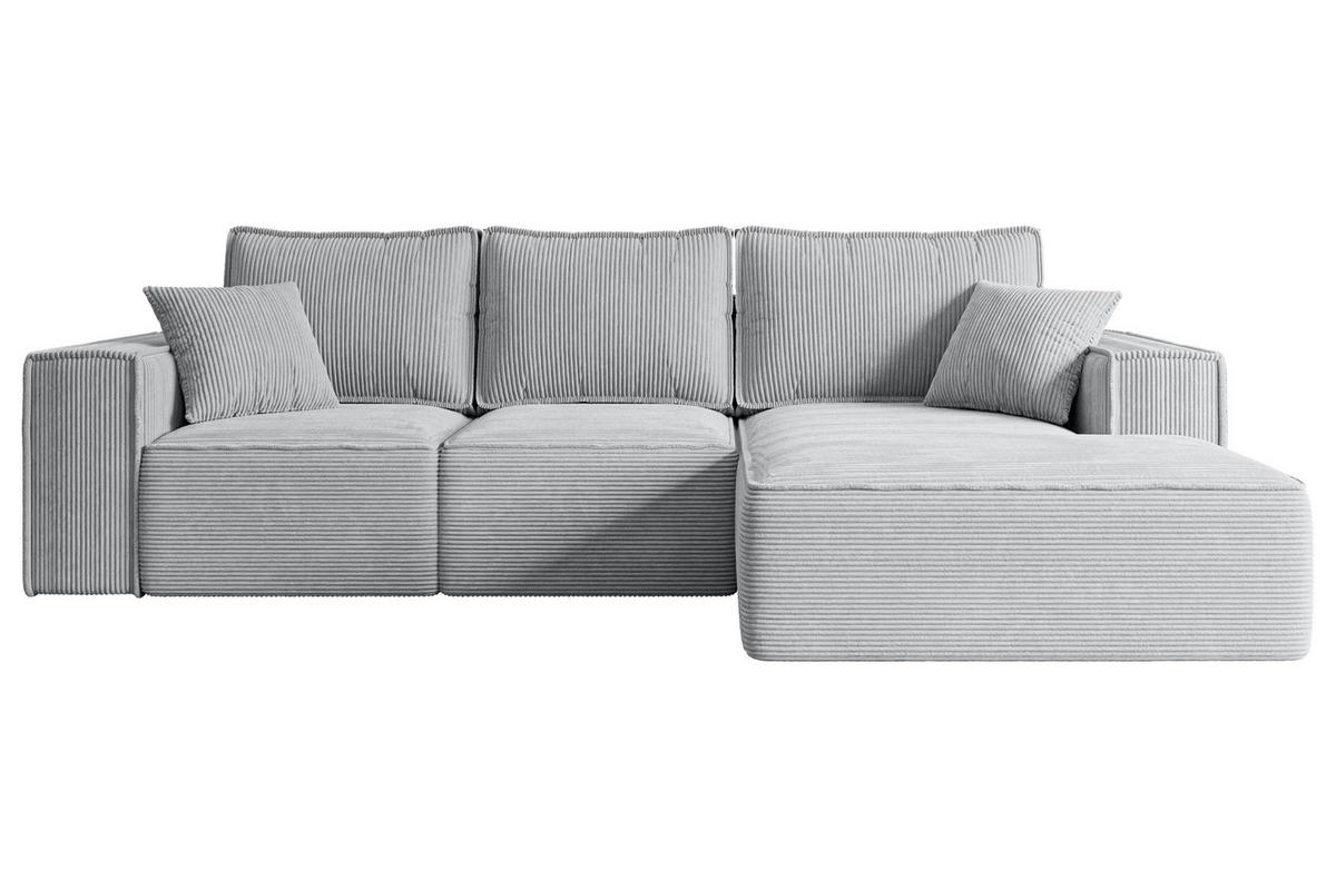 ECKSOFA mit Schlaffunktion und Bettkasten SERRA-L-S - 266x161x87 cm Grau Cord - Schwarz/Grau, Holzwerkstoff/Kunststoff (266/161cm) - ALTDECOR