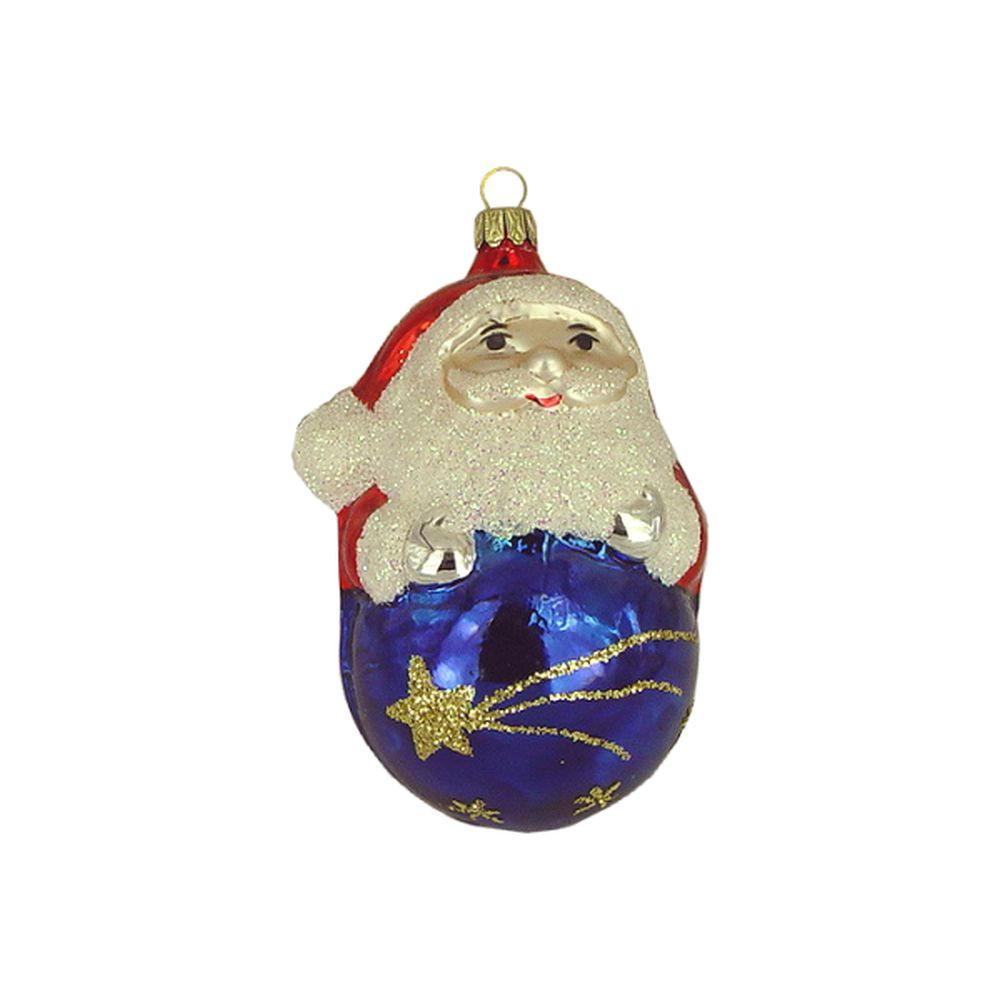 CHRISTBAUMSCHMUCK Weihnachtsmann auf Kugel blau 10 cm - Multicolor, Metall (0.1/10/0.1cm)