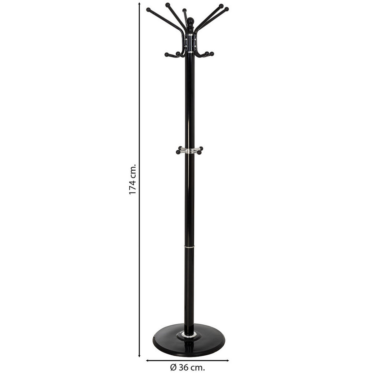 GARDEROBE aus metall - Schwarz, Metall (36/174/36cm) - Wanderlust