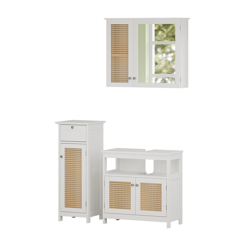 BADMÖBEL-SET Rosario Weiß 3 Teile, mit Midischrank - Weiß, Holzwerkstoff (60/60/30cm) - Vicco