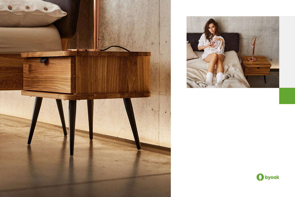 NACHTTISCH LINA - Wildeiche, Holz (50/42/41cm) - byoak