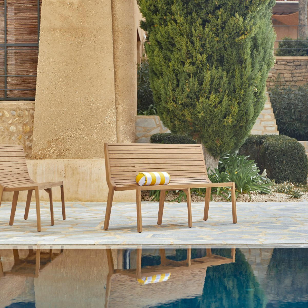 GARTENBANK Teo Natur aus Teak - Naturfarben, Holz (167/92/57cm) - Tikamoon