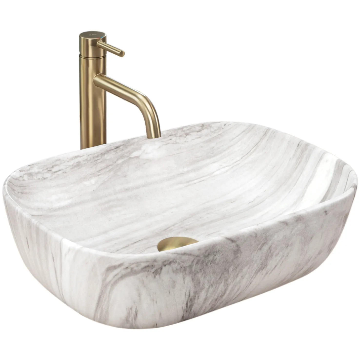 AUFSATZWASCHBECKEN Rea Belinda Ash - Weiß, Keramik (33/13.5/46.5cm) - REA