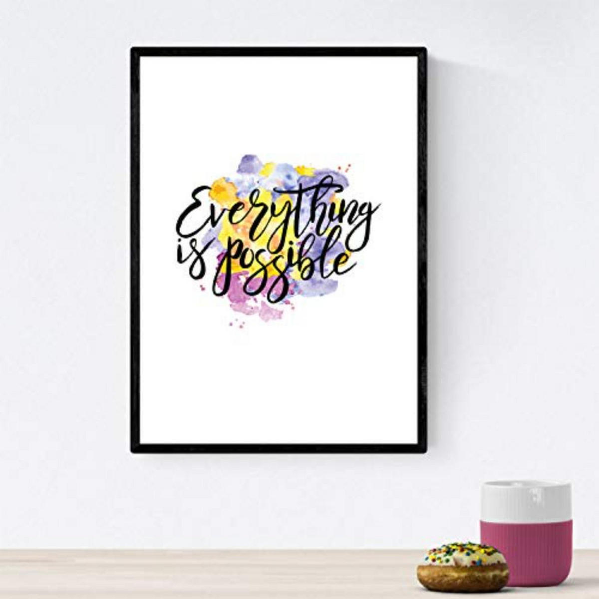 POSTER Set mit 4 glücklich und bunt ‚möglich‘ A3 Rahmenlos - Klar, Papier (29.7/3cm) - Nacnic