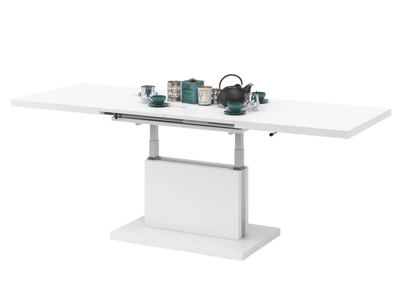 COUCHTISCH rechteckig Weiß matt ausziehbar höhenverstellbar - Weiß, Holzwerkstoff (80/120/56cm) - designimpex