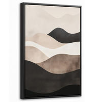 LEINWAND Bilder mit Rahmen - Abstrakt - Landschaft - Wellen - Cremefarben - 40x60 - Cappuccino, Textil (40/60cm) - MuchoWow