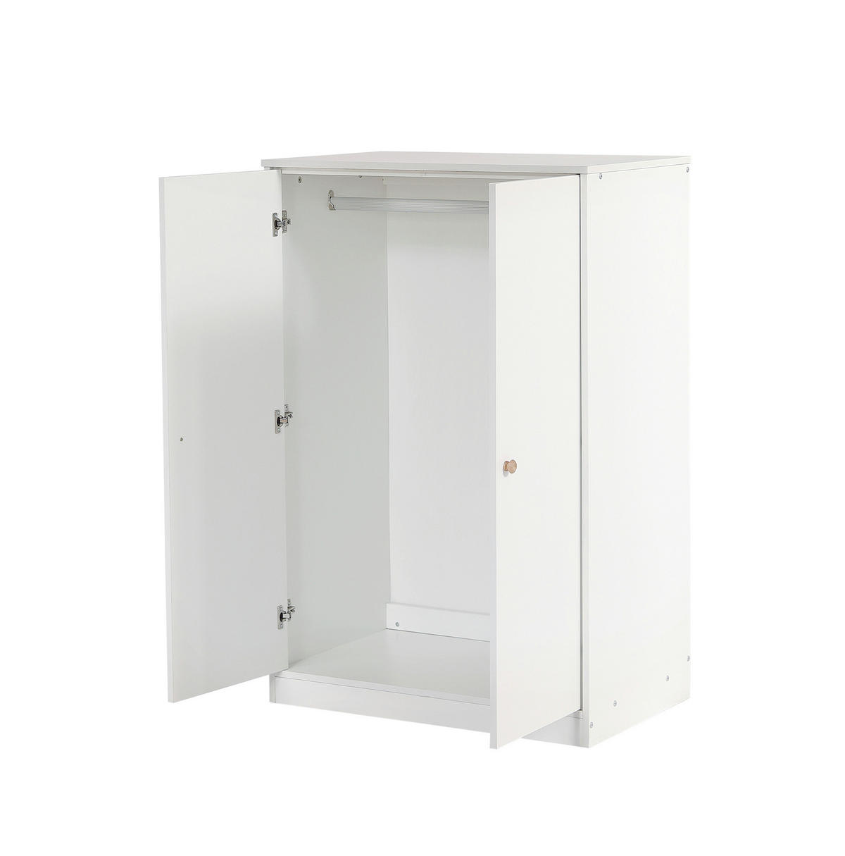 KLEIDERSCHRANK 80/50/120 cm weiß aus MDF mit 2 Türen und Kleiderstange - Weiß, Holz (80/120/50cm) - OKWISH