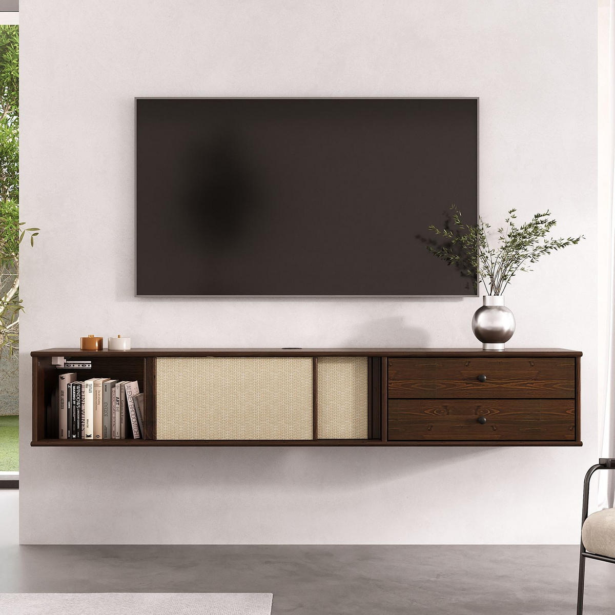 LOWBOARD SIMONA nussbaum - Nussbaumfarben, Holz (175/30/34cm) - IDIMEX