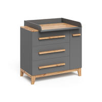 WICKELKOMMODE Malia Grau 98 x 98 cm mit 1 Tür & 3 Schubladen - Hellgrau/Grau, Holzwerkstoff (98/98/52cm) - VitaliSpa