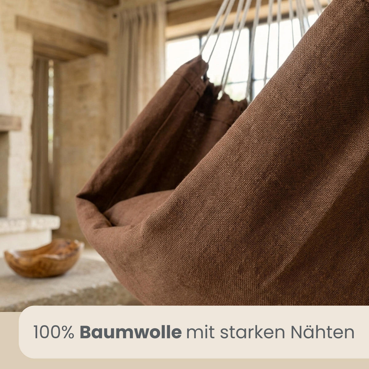 XXL HÄNGESESSEL 185/130 cm Belastbar bis 150 kg Braun - Braun, Textil (130/155/185cm) - Amanka