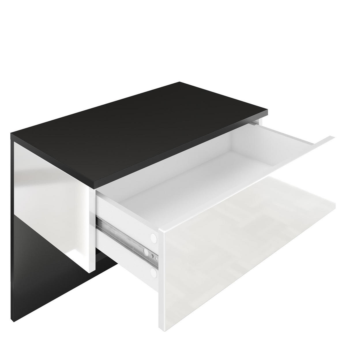 NACHTTISCH Sleep Fronten in Schwarz matt - Schwarz, Holzwerkstoff (60/46/35cm) - Vladon