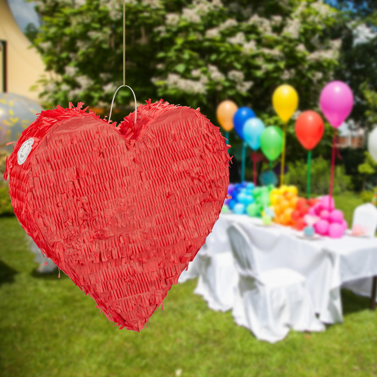 PINATA - Rot, Papier/Wellpappe (36/36/9.5cm) - Relaxdays