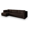ECKSOFA OLVERA Braun Geflochtener Stoff mit Schlaffunktion - Braun, Holz (347/148cm) - MASSENO