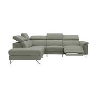 ECKSOFA Antares Echtleder mit 1 x Relaxfunktion Perlgrau - Hellgrau, Leder/Metall (224/276cm)