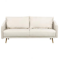 3-SITZER-SOFA beige mit goldenen Beinen Maura - Beige/Goldfarben, Textil (185/83/78cm) - Beliani