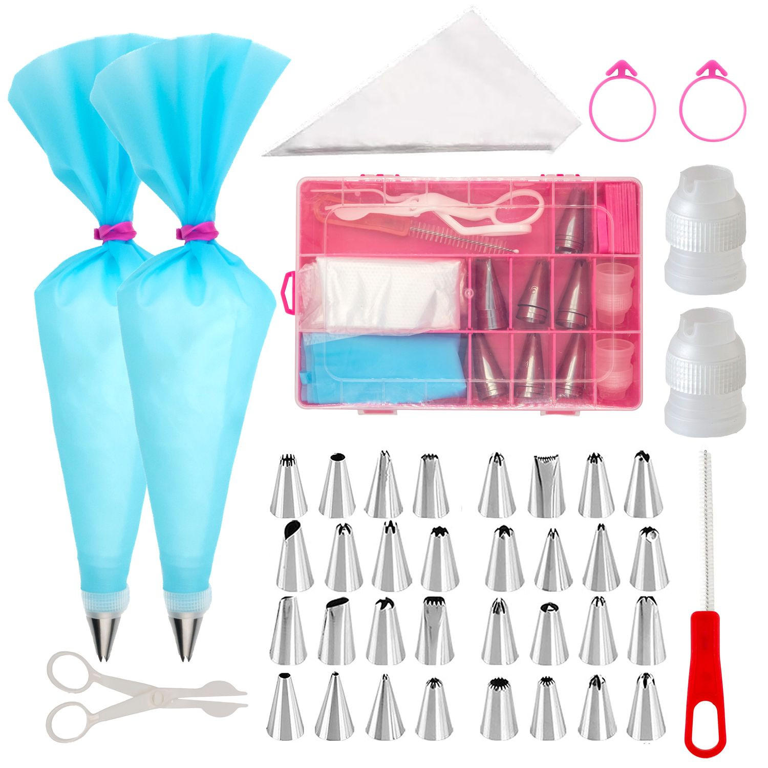 SPRITZTÜLLEN-SET mit Aufbewahrungsbox (52-tlg.) - Multicolor, Metall (14/3.5/19.5cm) - Intirilife