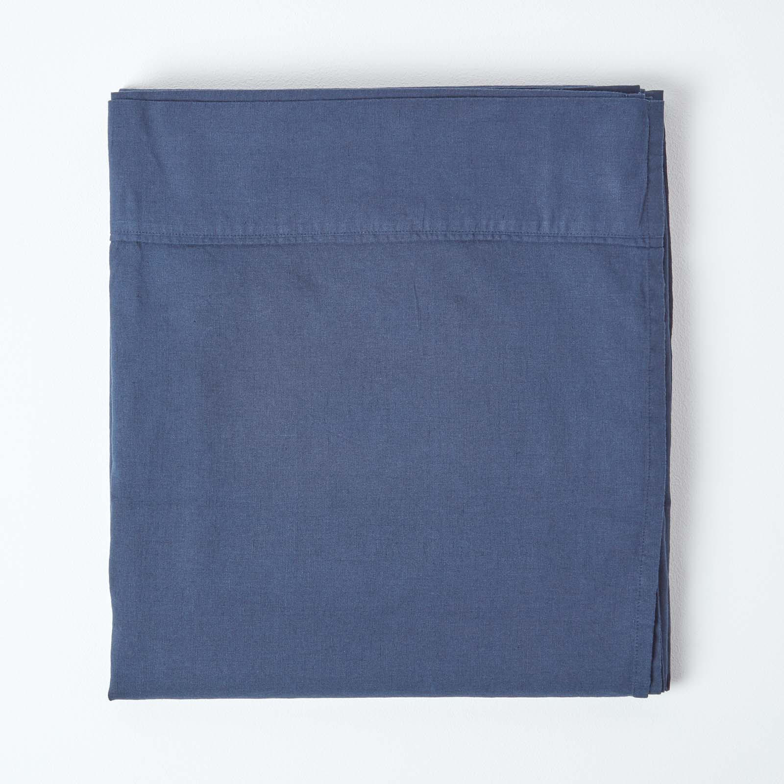 LEINEN-BETTLAKEN ohne Gummizug aus 60% Leinen & 40% Baumwolle - Blau, Textil (230/255cm) - Homescapes