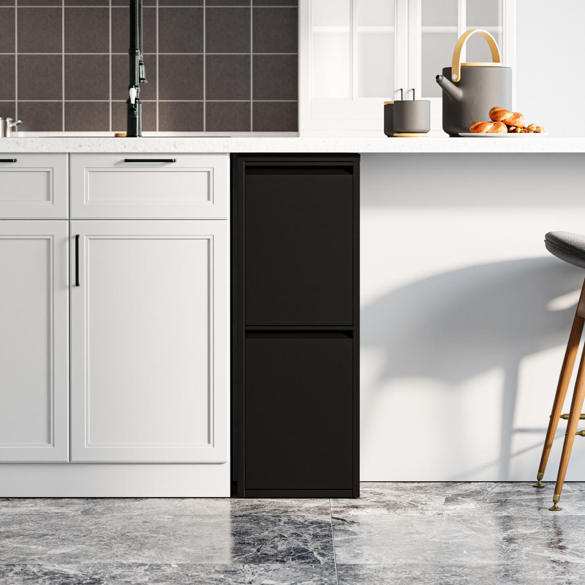 SKŘÍŇ NA ODPADKY Sollentuna - černá, kov/plast (33/93/25cm) - [en.casa]