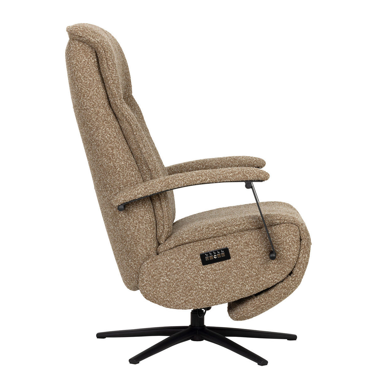 RELAXSESSEL - Bouclé / Eisen - Hellbraun/Schwarz, Textil/Metall (67/114/84cm) - home24