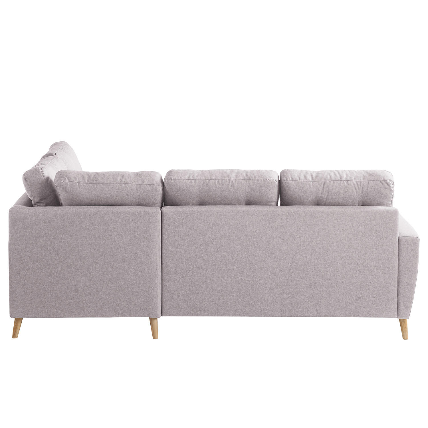 ECKSOFA mit Ottomane - Webstoff - Hellbraun/Hellrosa, Holz/Textil (230/200cm) - home24