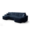 WOHNLANDSCHAFT U AMBRO Poso 05 mit Schlaffunktion U-Form, Sofa mit Stauraum - Blau, Textil (300/85/143cm) - Bedante